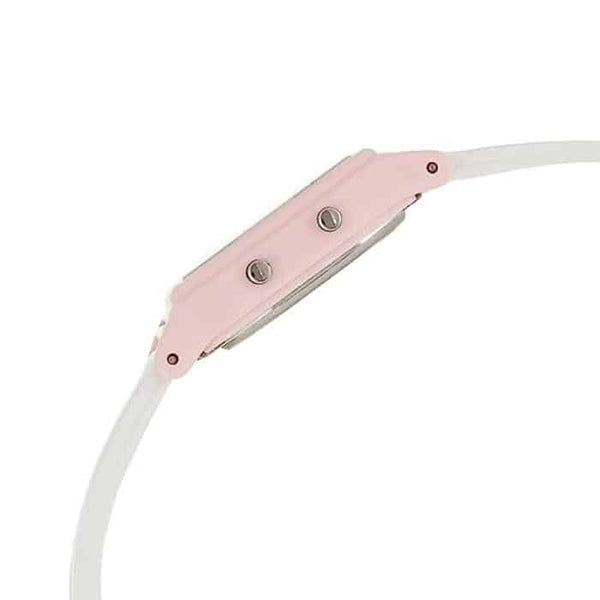 LA-11WL Reloj Casio Vintage Mujer Correa Cuero Rosa Blanco - Vista lateral
