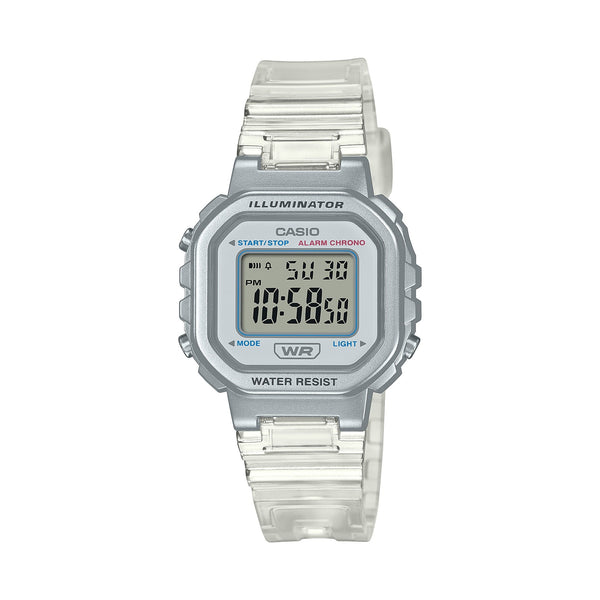 LA-20WHS Reloj Casio Illuminator Unisex Resina Transparente - Reloj original en Guatemala