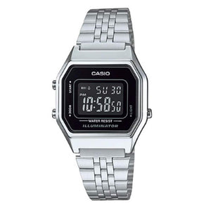 LA-680WA-1B Reloj Casio Unisex, Vintage Clásico Illuminator - Acero Inoxidable Plateado