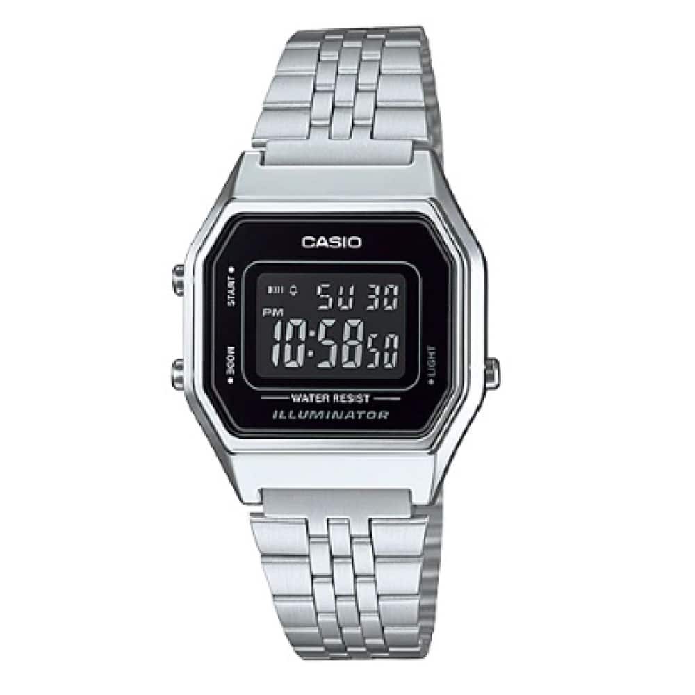 LA-680WA-1B Reloj Casio Unisex, Vintage Clásico Illuminator - Acero Inoxidable Plateado