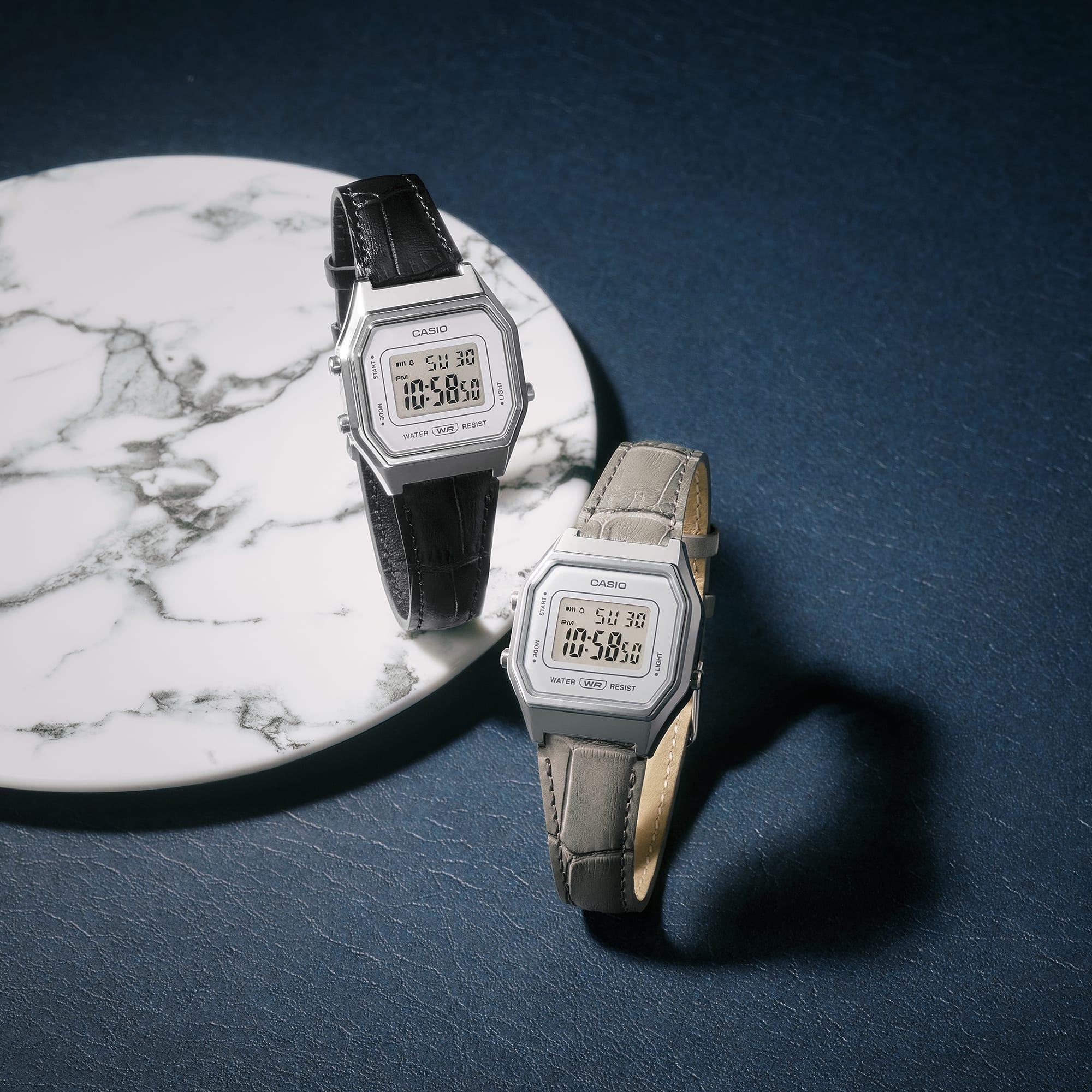 LA680WEL-8A2 Reloj Casio Vintage de mujer banda de piel - Cuero Gris