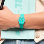 Reloj Swatch Back To Mint Leave de mujer correa de silicona - Vista trasera