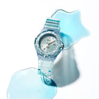200HS Reloj Casio Mujer Correa Resina Azul Claro - Detalle de esfera