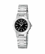 1177A Reloj Casio Mujer Acero Plateado Esfera Negra - Reloj original en Guatemala