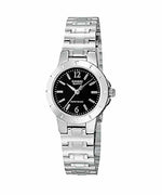 LTP-1177A Reloj Casio Mujer Acero Plateado Esfera Negra