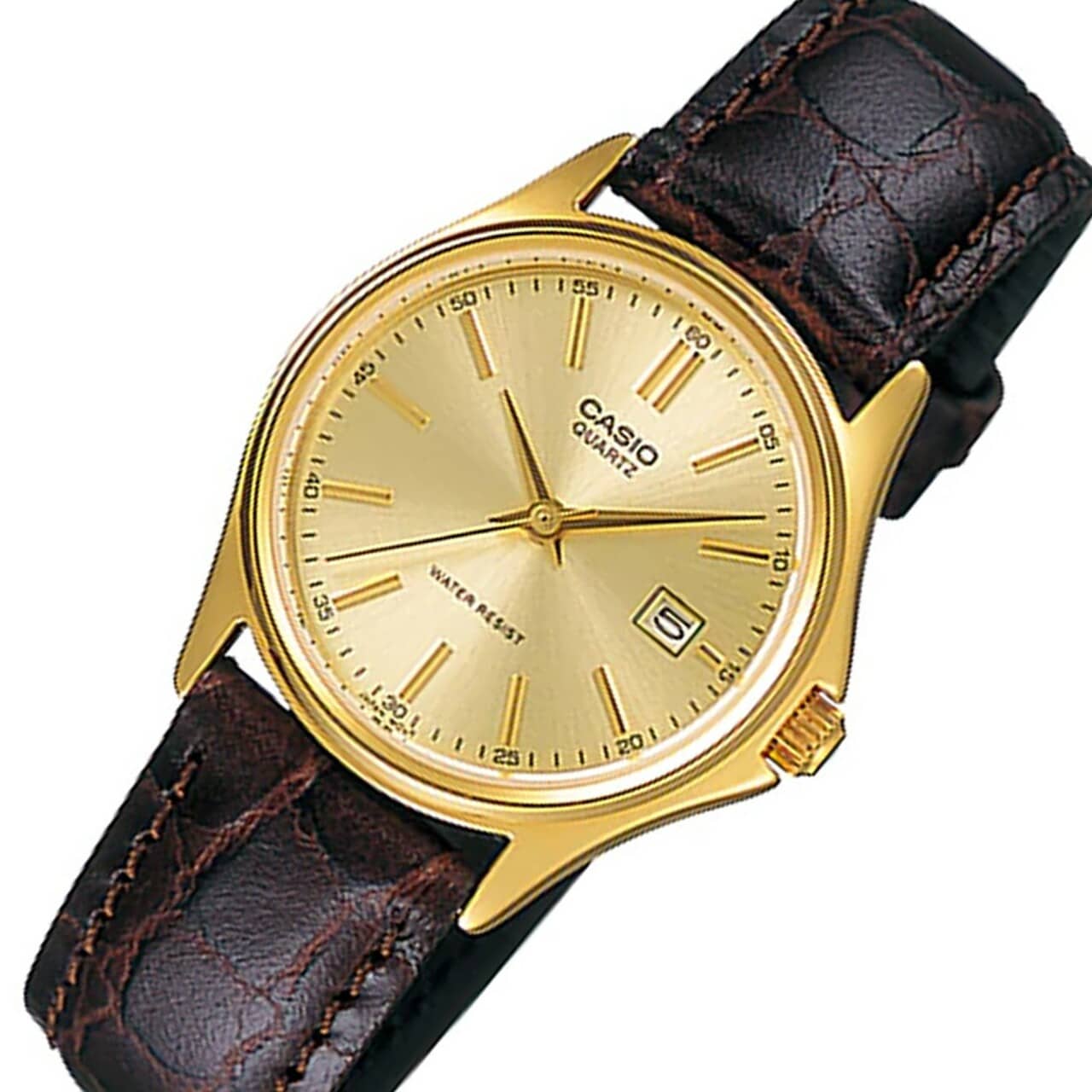 1183Q Reloj Casio Mujer Correa Cuero Marrón Esfera - Vista lateral