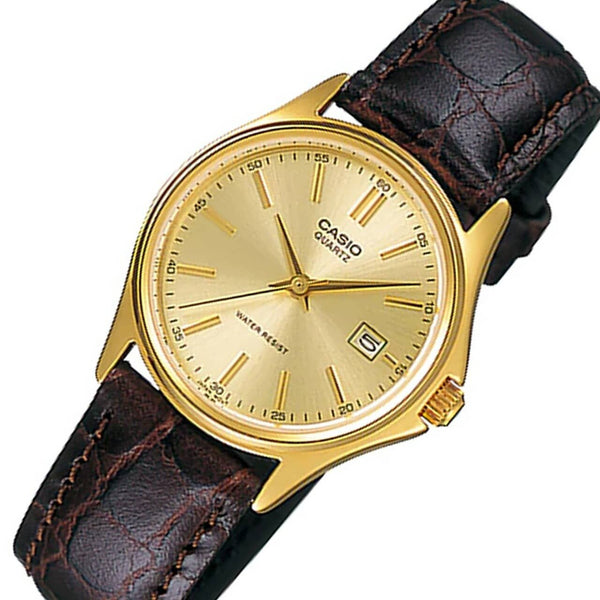 1183Q Reloj Casio Mujer Correa Cuero Marrón Esfera - Vista lateral