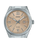 1302DD Reloj Casio Mujer Correa Acero Esfera Rosa Pálido - Vista lateral