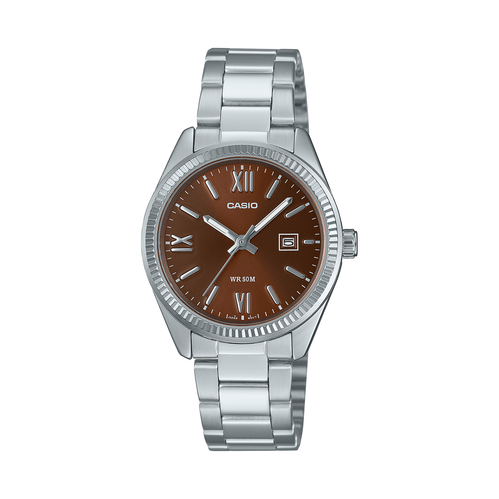1302DD Reloj Casio Mujer Correa de Acero Esfera Marrón - Reloj original en Guatemala