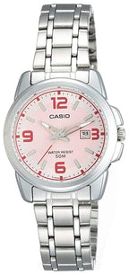 1314D Reloj Casio Mujer Correa de Acero Esfera Rosa - Vista lateral