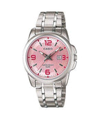 1314D Reloj Casio Mujer Correa de Acero Esfera Rosa - Reloj original en Guatemala