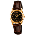 V001GL Reloj Casio Mujer Caja Dorada Correa de Cuero - Reloj original en Guatemala