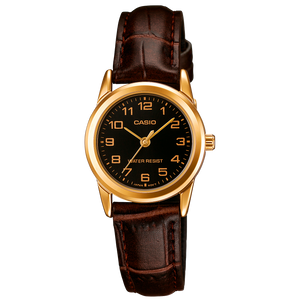 LTP-V001GL Reloj Casio Mujer Caja Dorada Correa de Cuero