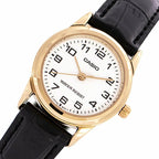 V001GL Reloj Casio Vintage Mujer Correa de Cuero Negro - Vista lateral