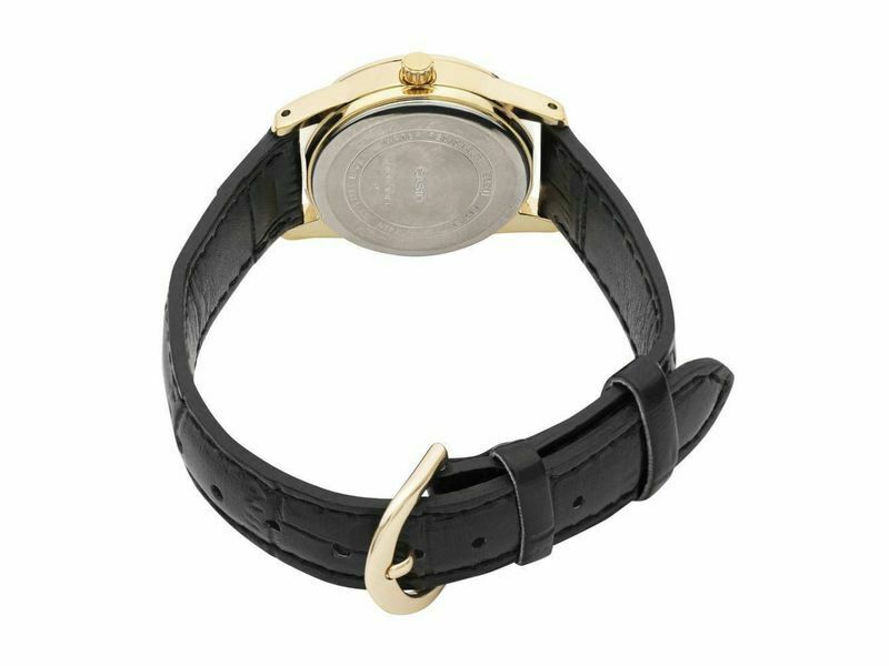 V001GL Reloj Casio Vintage Mujer Correa de Cuero Negro - Vista trasera