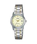 V002SG Reloj Casio Mujer Correa de Acero Bicolor - Reloj original en Guatemala