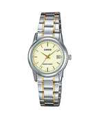 V002SG Reloj Casio Mujer Correa de Acero Bicolor - Reloj original en Guatemala