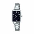 V009D Reloj Casio Vintage Mujer Acero Esfera Negra - Reloj original en Guatemala