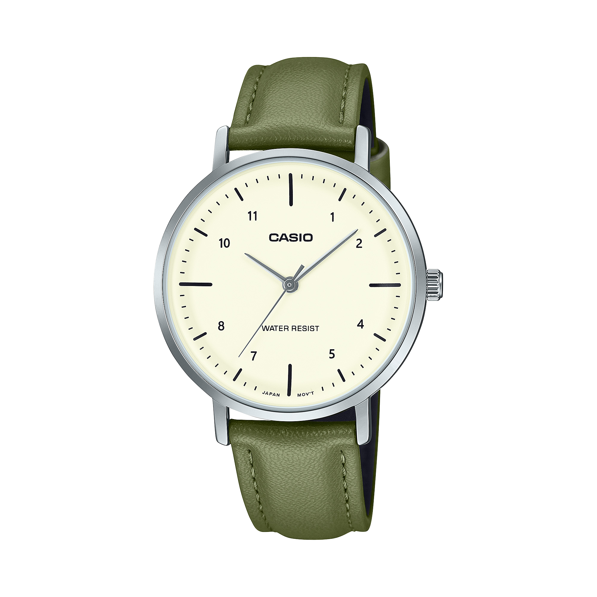 VT03L-3B Reloj Casio Vintage Mujer Correa Cuero Verde - Reloj original en Guatemala