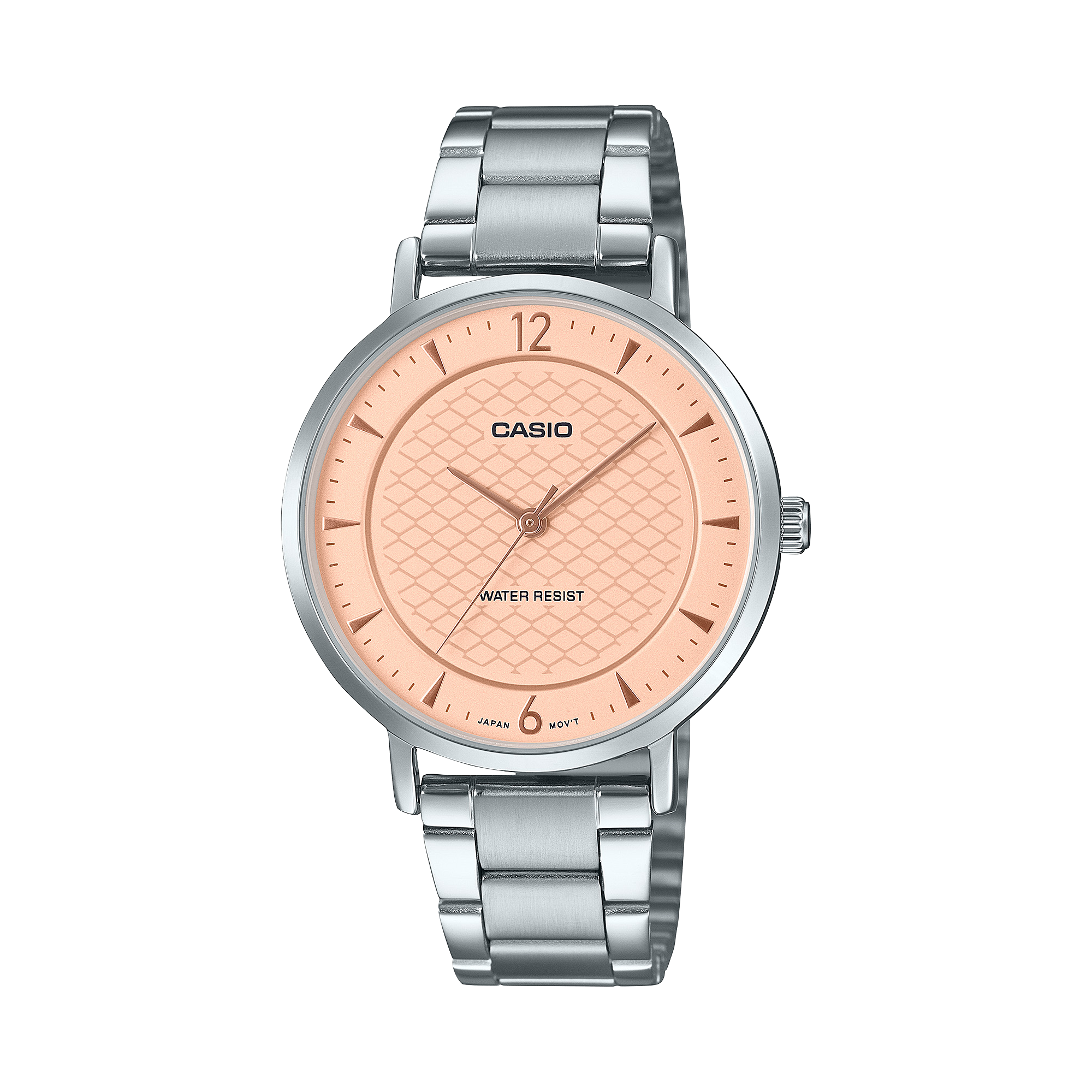 VT04D-4A Reloj Casio Mujer Correa de Acero Esfera Rosa - Reloj original en Guatemala