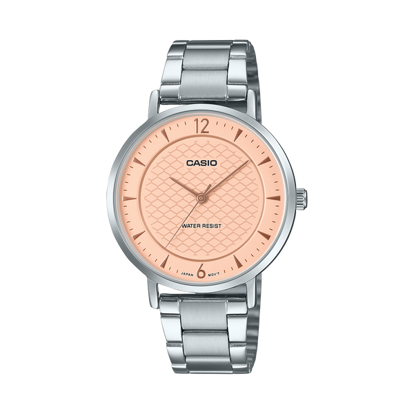 VT04D-4A Reloj Casio Mujer Correa de Acero Esfera Rosa - Reloj original en Guatemala
