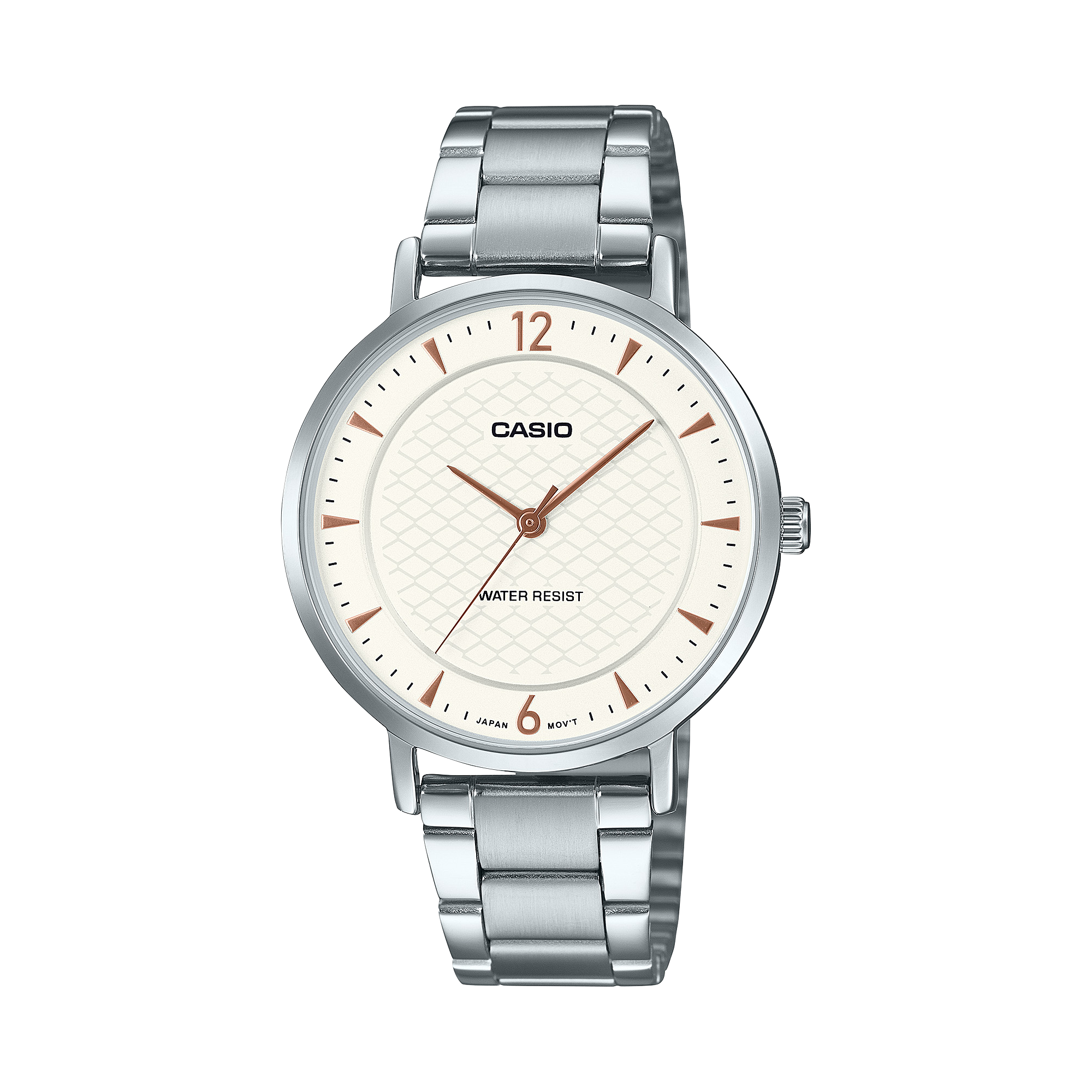 VT04D-7A Reloj Casio Mujer Acero Plateado Esfera Crema - Reloj original en Guatemala