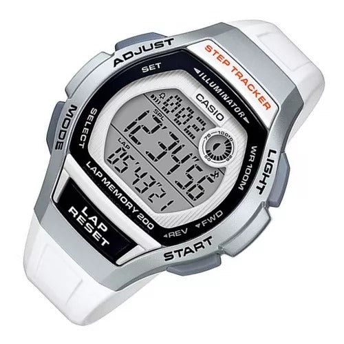 2000HC Reloj Casio Step Tracker Hombre Resina Blanco - Detalle de esfera