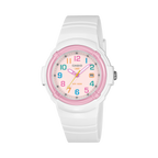 LX-800H-7A1V Reloj Casio Mujer Correa Resina Blanca Esfera Rosa - Reloj original en Guatemala