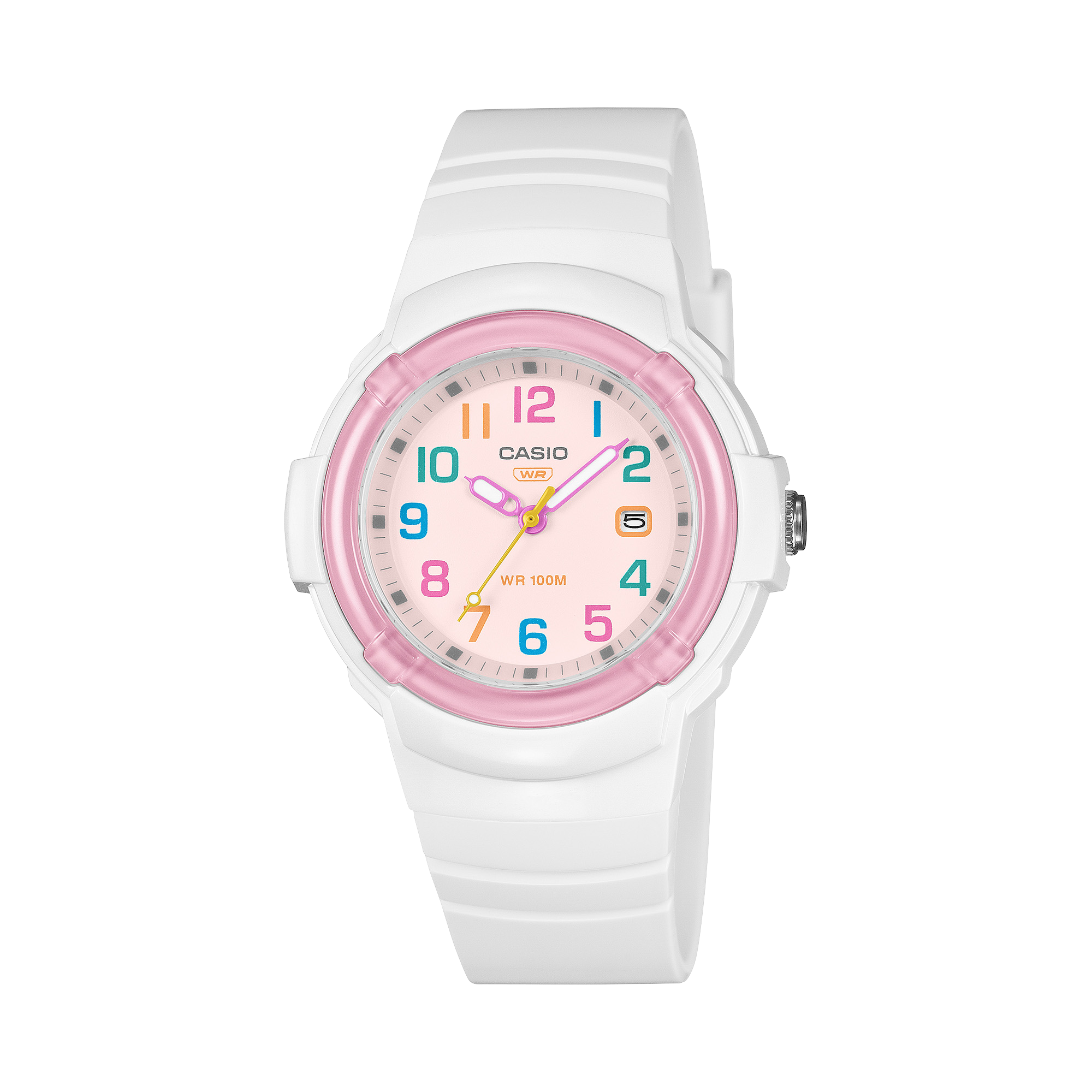 LX-800H-7A1V Reloj Casio Mujer Correa Resina Blanca Esfera Rosa - Reloj original en Guatemala