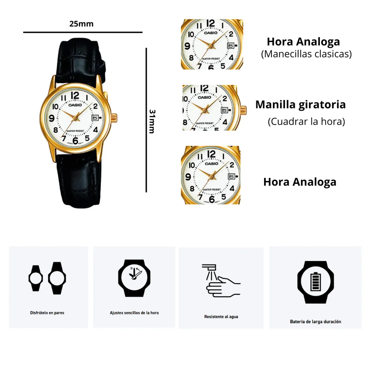 LTP-V002GL-7B Reloj Casio para Señorita