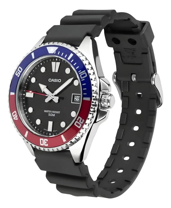 10 Reloj Casio Hombre Correa Resina Bisel Bicolor - Vista lateral