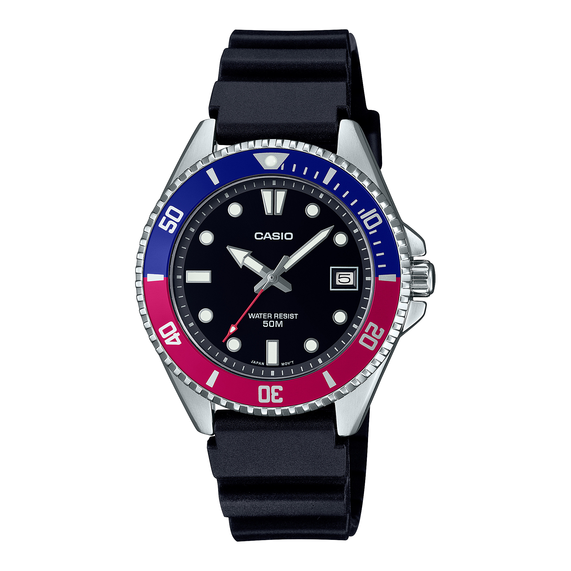 10 Reloj Casio Hombre Correa Resina Bisel Bicolor - Reloj original en Guatemala