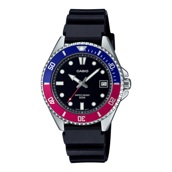 10 Reloj Casio Hombre Correa Resina Bisel Bicolor - Reloj original en Guatemala