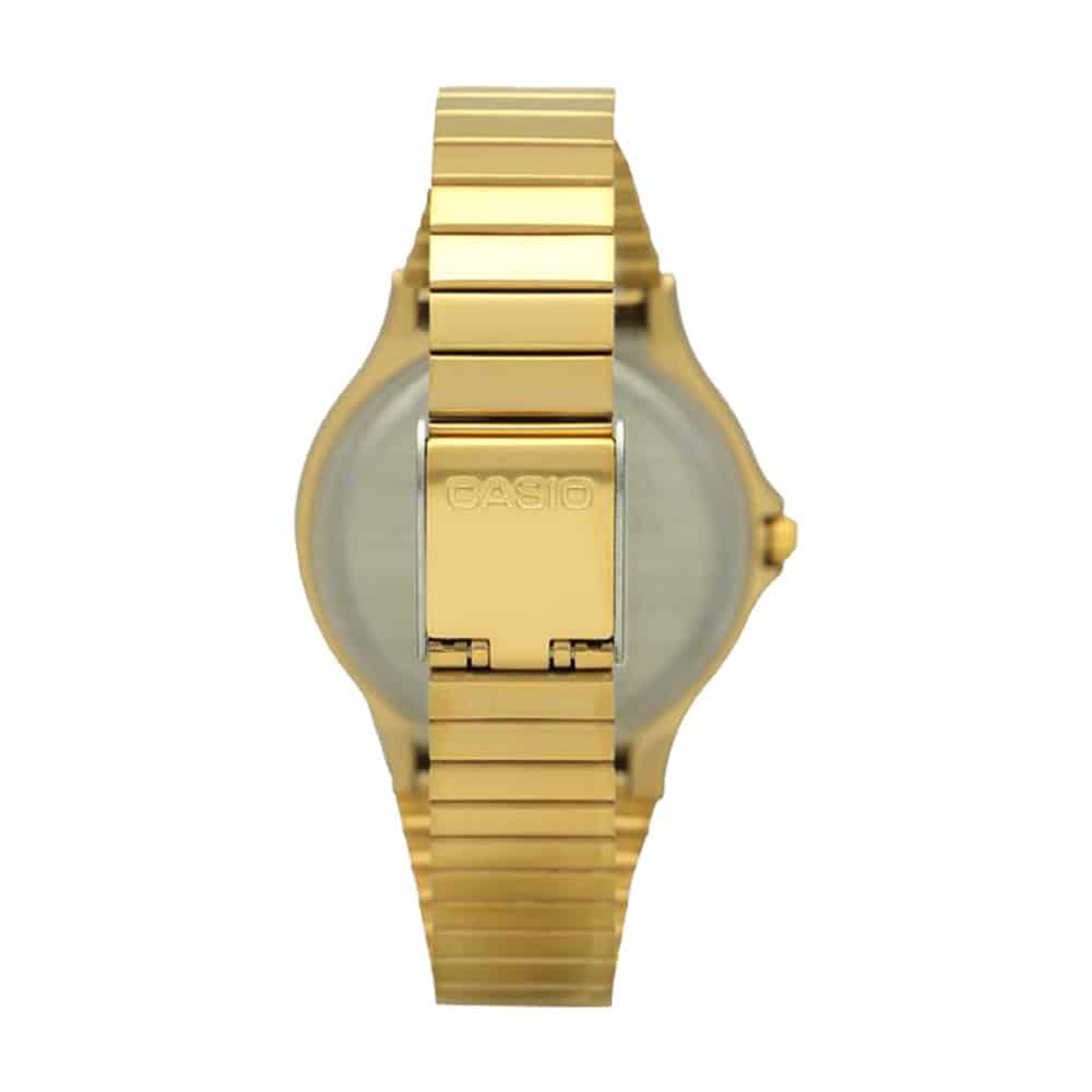MQ-24G Reloj Casio Clásico Hombre Correa de Acero Dorado - Vista trasera