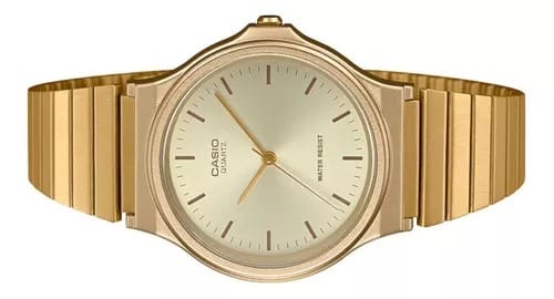 MQ-24G Reloj Casio Clásico Hombre Correa de Acero Dorado - Vista lateral