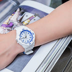200HC Reloj Casio Hombre Resina Blanco Esfera Azul - Detalle de esfera