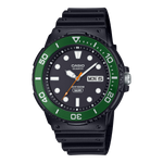 MRW-230H-1E3V Reloj Casio Hombre Correa Caucho Negro Bisel Verde