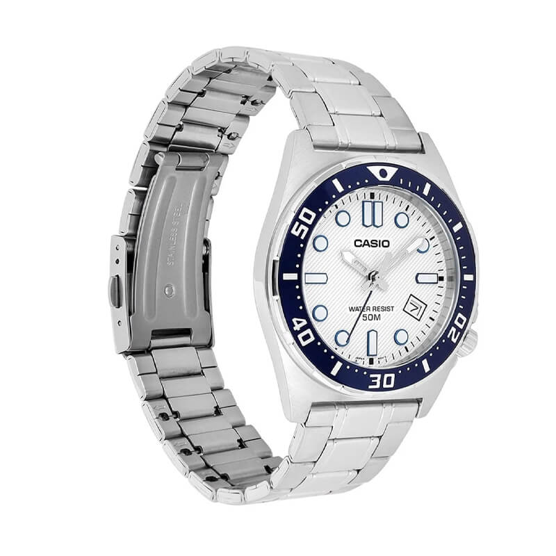 MTD-135D-7AV Reloj Casio para caballero correa de acero plateado