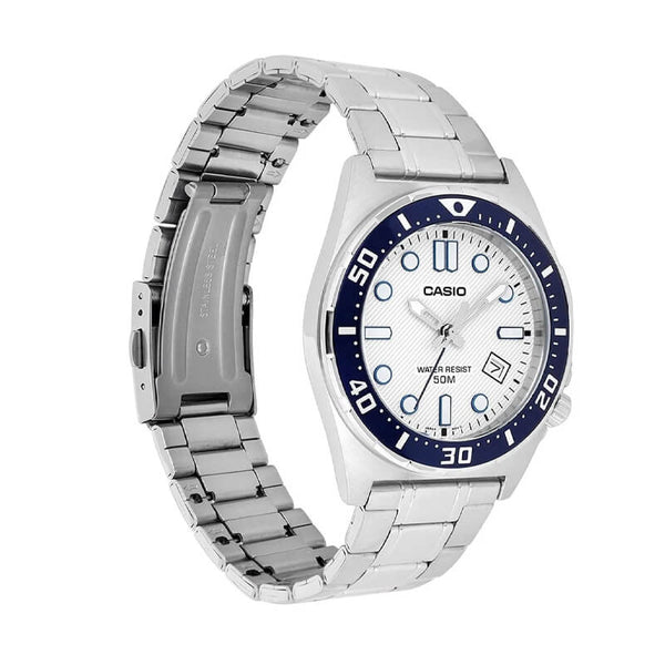 MTD-135D-7AV Reloj Casio Duro para caballero correa de acero plateado