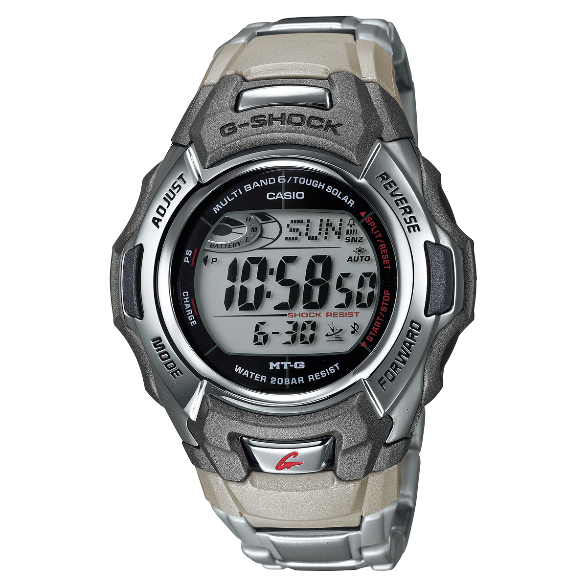 MTG-M900DA-8CF Reloj G-Shock de hombre pulsera de resina plateada