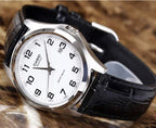 1183E Reloj Casio Hombre Correa de Cuero Negro Esfera - Vista trasera