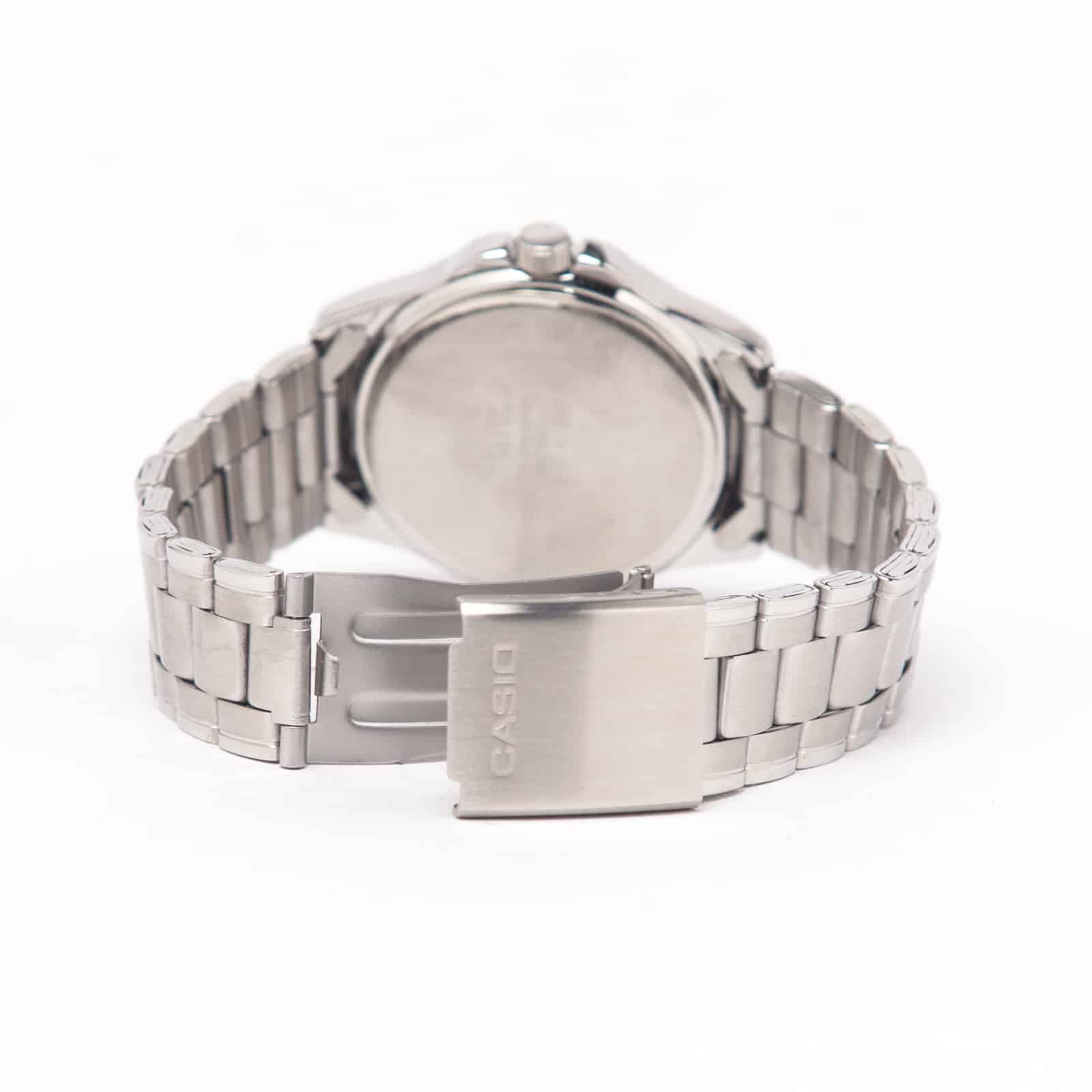 1215A Reloj Casio Hombre Correa de Acero Esfera Negra - Vista trasera