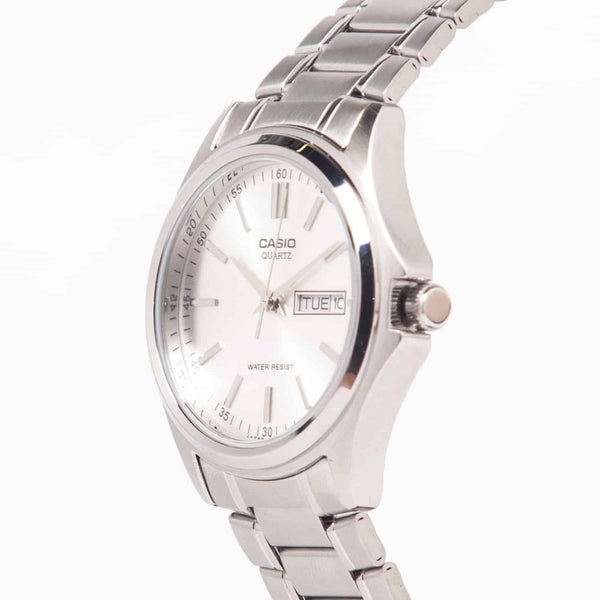 1239D Reloj Casio Hombre Correa de Acero Plateado - Vista lateral
