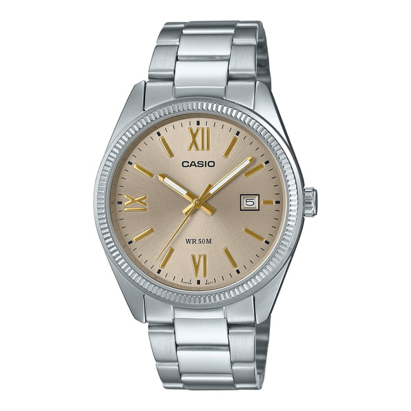 MTP-1302DD-9AV Casio reloj para caballero pulsera de acero inoxidable plateado