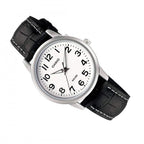 1303L Reloj Casio Hombre Correa Cuero Negra Esfera - Vista lateral