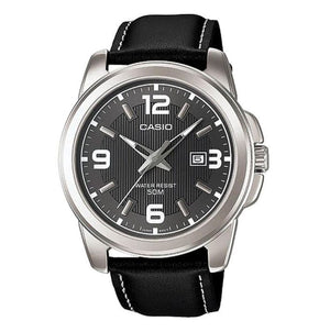 MTP-1314L-8AV Reloj Casio Hombre Caja Acero Correa Cuero Negro