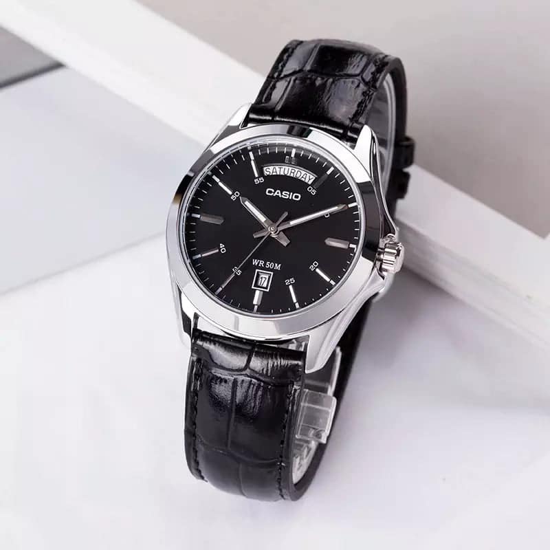MTP-1370L-1AV Reloj Casio para Hombre - Cuero Negro