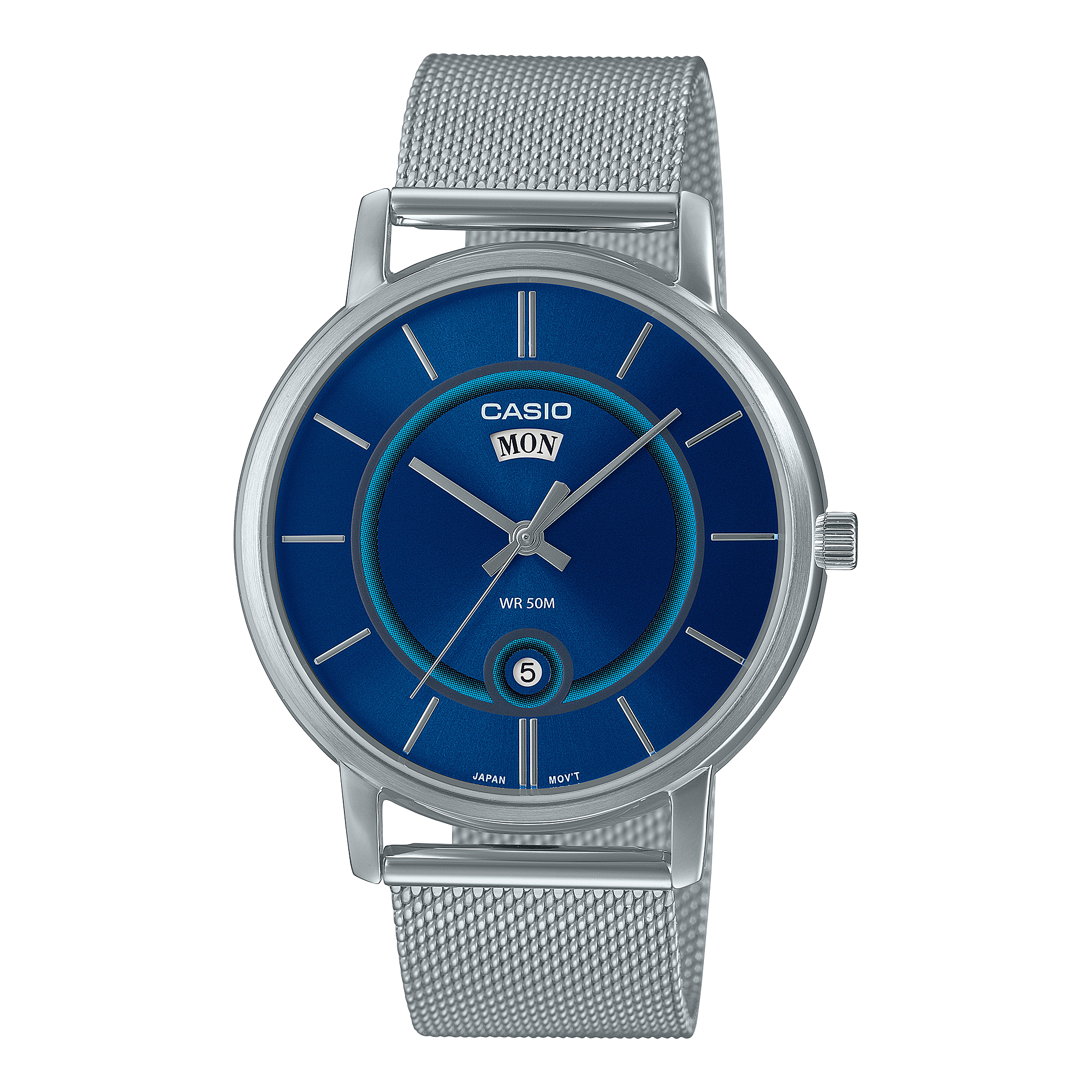 B120M Reloj Casio Hombre Malla de Acero Esfera Azul - Reloj original en Guatemala
