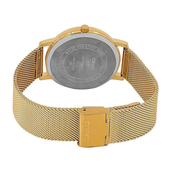 B135MG Reloj Casio Hombre Malla de Acero Dorado Esfera - Vista lateral