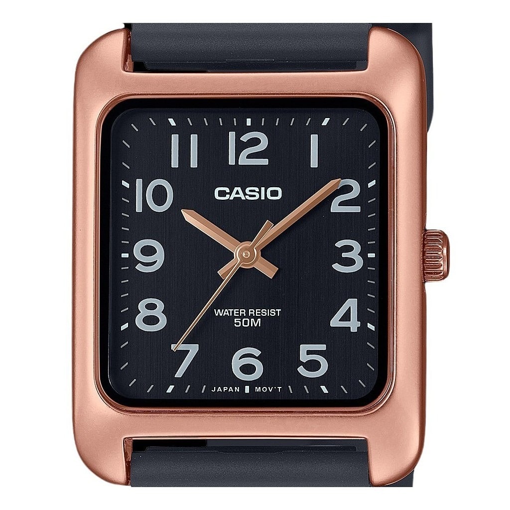 B175 Reloj Casio Mujer Correa Resina Caja Oro Rosa - Detalle de esfera